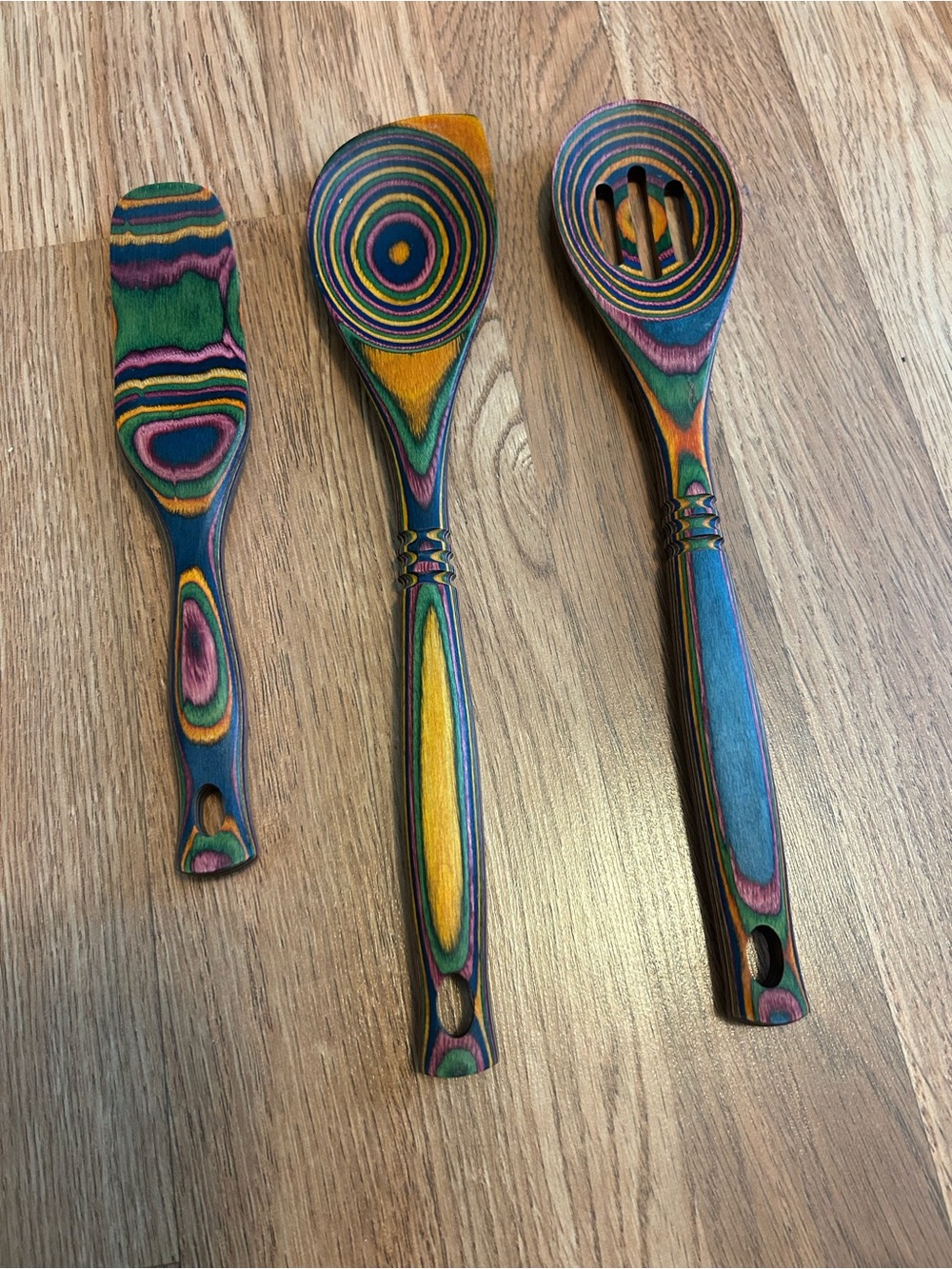 Multicolor Layered Wood Kitchen Serving Spoon Set - Home Accents.Never used.